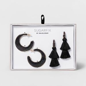 Sugarfix by BaubleBar Chic Statement Earrings Gift Set 2 Pairs in Black NWT